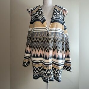 Liz Claiborne Chevron Cardigan in Black, Cream, and Tan